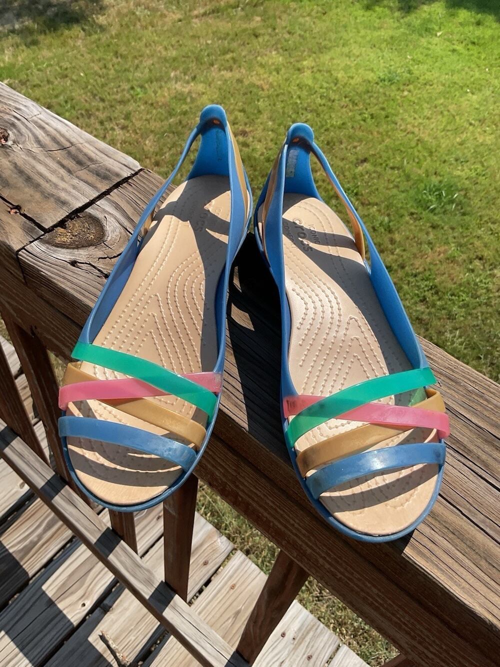 Crocs Isabella Huarache Iconic Slip On Sandals Jelly Rainbow Colorful Size 10